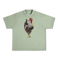 Oil Green cream legbar rooster Urban Heavy Tee - LillyAllenDesigns
