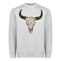 Heather Grey cow skul Heavyweight Sweatshirt - MaliasSmallBusiness