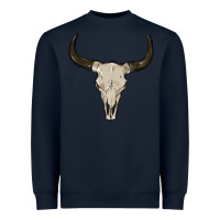 Navy cow skul Heavyweight Sweatshirt - MaliasSmallBusiness