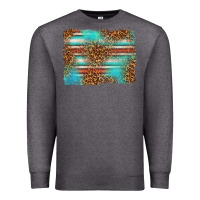 Charcoal Heather Serape and Leopard Background Premium Sweatshirt - texasbilliewilder