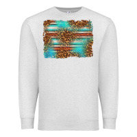 Oatmeal Heather Serape and Leopard Background Premium Sweatshirt - texasbilliewilder