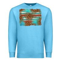 Ocean Blue Serape and Leopard Background Premium Sweatshirt - texasbilliewilder