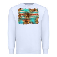 White Serape and Leopard Background Premium Sweatshirt - texasbilliewilder