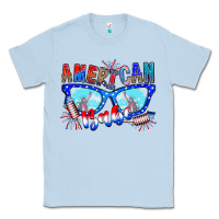 Dusty Blue American babe Classic Tee - CowhideDigitalArt
