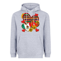 Heather Grey Mexican Hearts Heavyweight Hoodie - texasbilliewilder