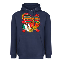 Navy Mexican Hearts Heavyweight Hoodie - texasbilliewilder
