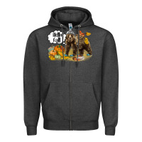 Charcoal Heather Hello Fall Brown Bear Zipper Hoodie - LillyAllenDesigns