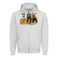 Dove Grey Hello Fall Brown Bear Zipper Hoodie - LillyAllenDesigns