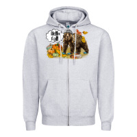 Heather Grey Hello Fall Brown Bear Zipper Hoodie - LillyAllenDesigns