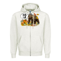 Oatmeal Heather Hello Fall Brown Bear Zipper Hoodie - LillyAllenDesigns