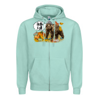 Seafoam Hello Fall Brown Bear Zipper Hoodie - LillyAllenDesigns