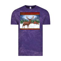 Cloud Purple christmas reindeer red barn country farm christmas Vintage Tee - BarkalooDesign