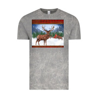 Cloud Rock christmas reindeer red barn country farm christmas Vintage Tee - BarkalooDesign