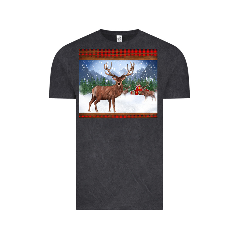 Christmas Reindeer Red Barn Country Farm Christmas Vintage Tee by BarkalooDesign | Teevron