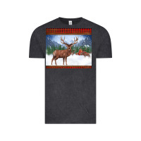 Vintage Black christmas reindeer red barn country farm christmas Vintage Tee - BarkalooDesign