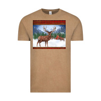 Vintage Coffee christmas reindeer red barn country farm christmas Vintage Tee - BarkalooDesign
