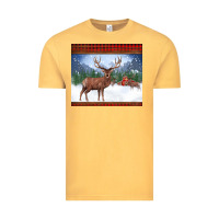 Vintage Mustard christmas reindeer red barn country farm christmas Vintage Tee - BarkalooDesign