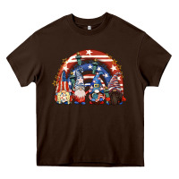 Chocolate Brown 4th of July rainbow with gnomes Heavy Core Tee - CowGirlArtShop