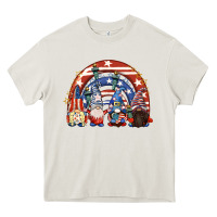 Cream 4th of July rainbow with gnomes Heavy Core Tee - CowGirlArtShop