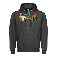 Charcoal Heather Western Hey There Pumpkin Zipper Hoodie - LillyAllenDesigns