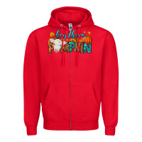Red Western Hey There Pumpkin Zipper Hoodie - LillyAllenDesigns