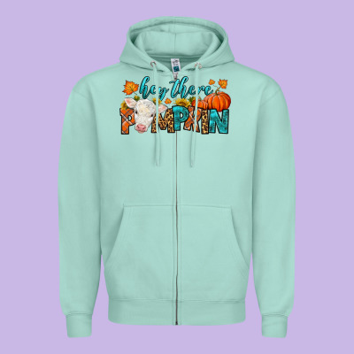 Western Hey There Pumpkin Zipper Hoodie Designed By Lillyallendesigns