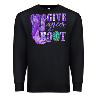 Black Give Cancer the boot purple ribbon Premium Sweatshirt - NancyCooperArtShop