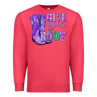 Cardinal Give Cancer the boot purple ribbon Premium Sweatshirt - NancyCooperArtShop