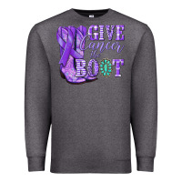 Charcoal Heather Give Cancer the boot purple ribbon Premium Sweatshirt - NancyCooperArtShop