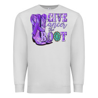 Dove Grey Give Cancer the boot purple ribbon Premium Sweatshirt - NancyCooperArtShop