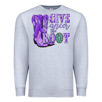 Heather Grey Give Cancer the boot purple ribbon Premium Sweatshirt - NancyCooperArtShop