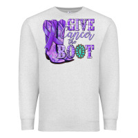 Oatmeal Heather Give Cancer the boot purple ribbon Premium Sweatshirt - NancyCooperArtShop