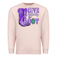 Pale Pink Give Cancer the boot purple ribbon Premium Sweatshirt - NancyCooperArtShop