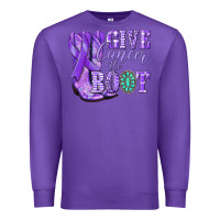 Purple Give Cancer the boot purple ribbon Premium Sweatshirt - NancyCooperArtShop