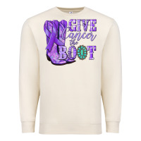 Sandshell Give Cancer the boot purple ribbon Premium Sweatshirt - NancyCooperArtShop