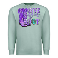Seafoam Give Cancer the boot purple ribbon Premium Sweatshirt - NancyCooperArtShop