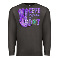 Smoke Give Cancer the boot purple ribbon Premium Sweatshirt - NancyCooperArtShop