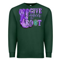 Sports Green Give Cancer the boot purple ribbon Premium Sweatshirt - NancyCooperArtShop