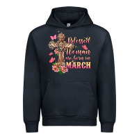 Navy Blessed women are born in March Urban Hoodie - FaDigitalArtStudio