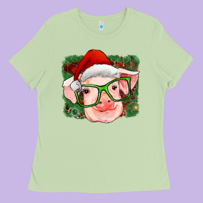 Christmas Pig Ladies Tee Designed By Ranaportraitstore