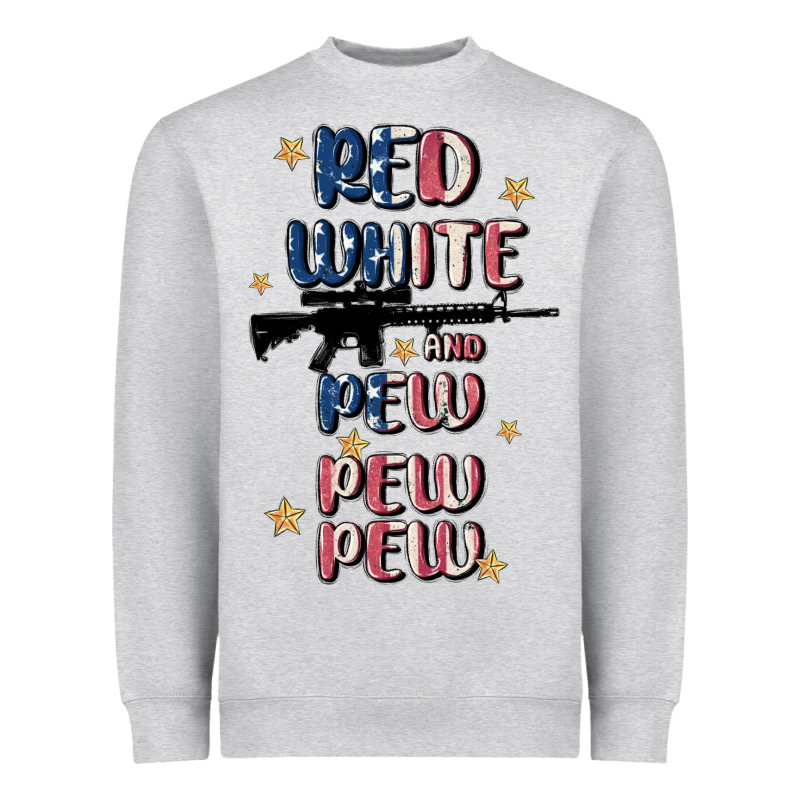 Red White And Pew Pew Pew Heavyweight Sweatshirt by MaliasSmallBusiness | Teevron