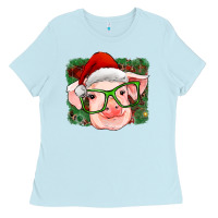 Baby Blue christmas pig Ladies Tee - RanaPortraitStore