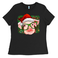 Black christmas pig Ladies Tee - RanaPortraitStore