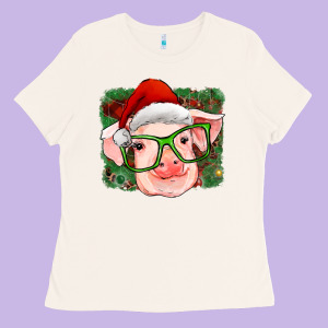 Christmas Pig Ladies Tee Designed By Ranaportraitstore