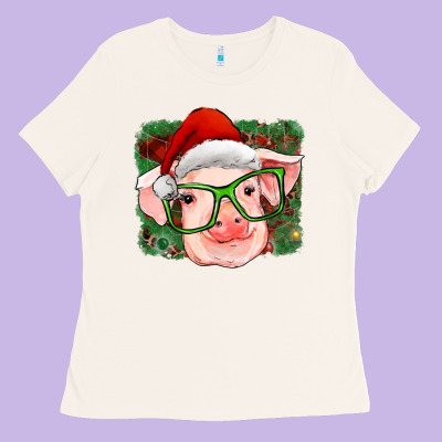 Christmas Pig Ladies Tee Designed By Ranaportraitstore