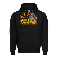 Black Here Comes Fall Owl Zipper Hoodie - LillyAllenDesigns