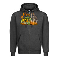 Charcoal Heather Here Comes Fall Owl Zipper Hoodie - LillyAllenDesigns