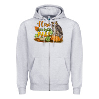 Heather Grey Here Comes Fall Owl Zipper Hoodie - LillyAllenDesigns