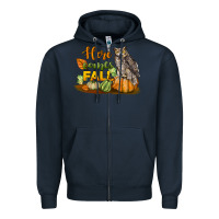 Navy Here Comes Fall Owl Zipper Hoodie - LillyAllenDesigns