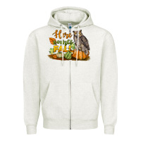 Oatmeal Heather Here Comes Fall Owl Zipper Hoodie - LillyAllenDesigns